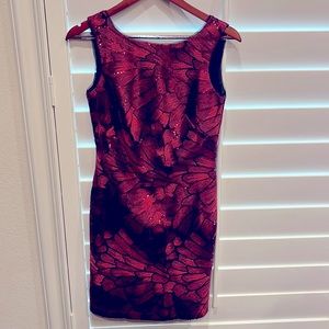 WHBM Red Sequined Cocktail Dress